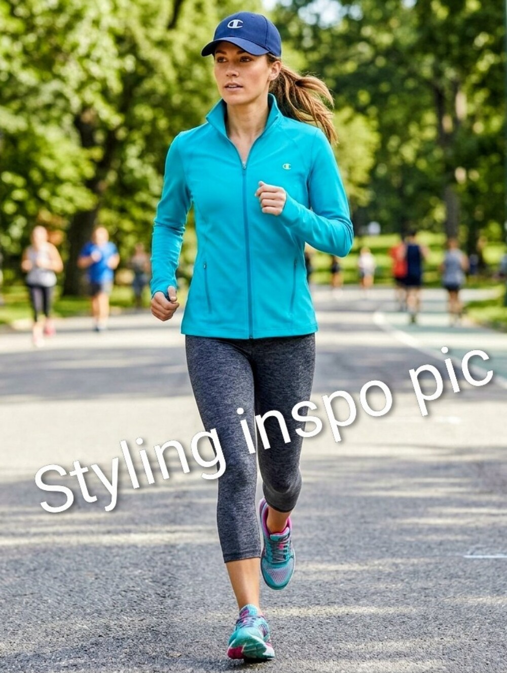 Champion Blue Teal/Turquoise Full Zip Mock Neck Running Jacket Size Medium GUC - Picture 3 of 12